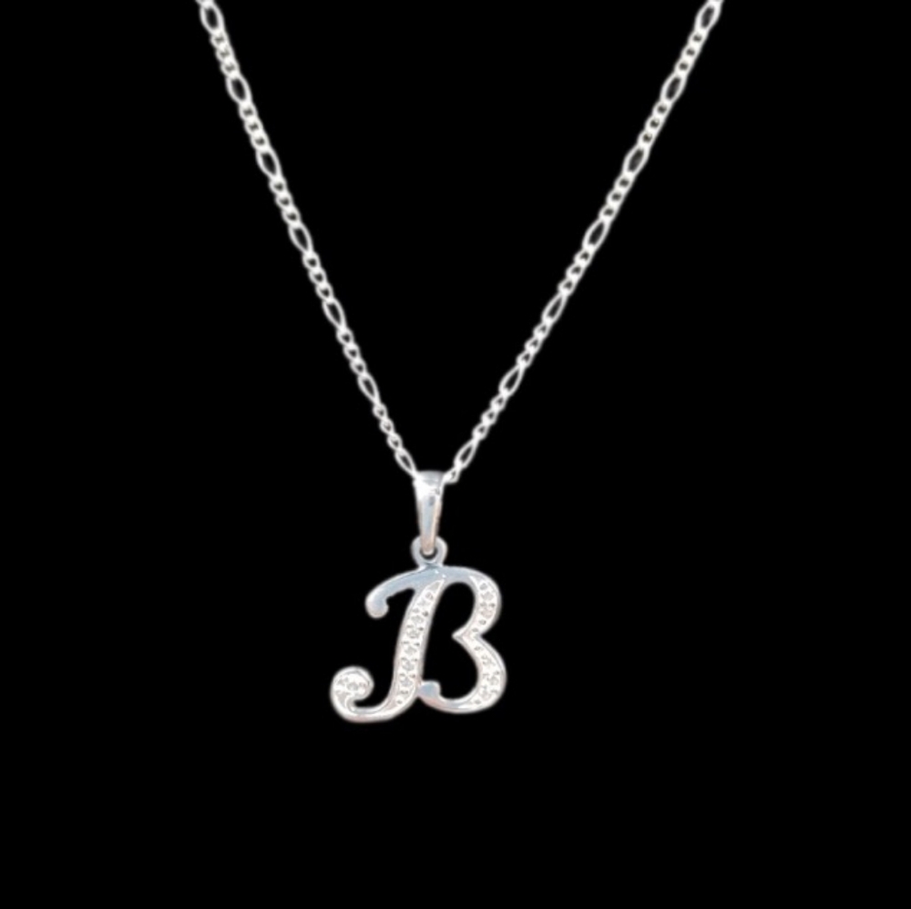 925 sterling silver alphabet letter B‎  pendant necklace